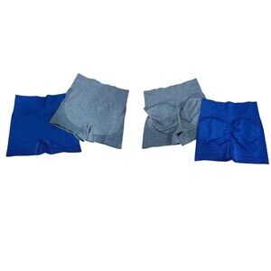 Bundle 2 Seamless Scrunch Booty Gym Shorts Women Size S Blue & Gray High Waisted